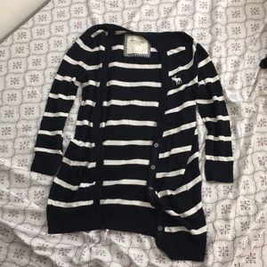Blue and white striped cardigan